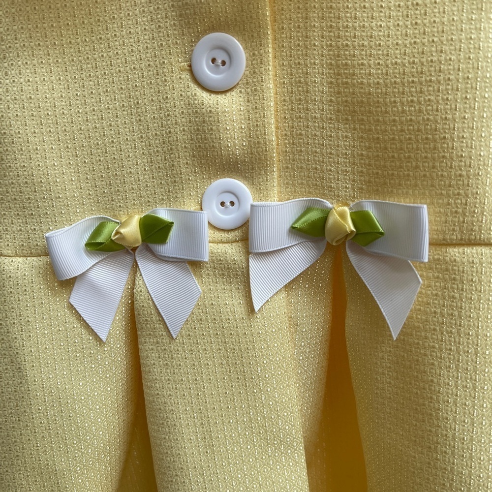 NWOT Bonnie Baby 24M Yellow and White Bow Lightweight Formal Long Coat - Picture 2 of 4